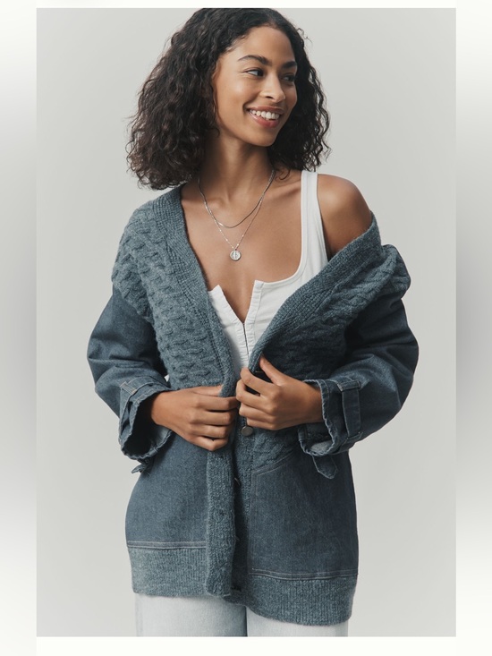 Pilcro Sweaters - Pilcro Denim Mixed Media Cardigan Sweater